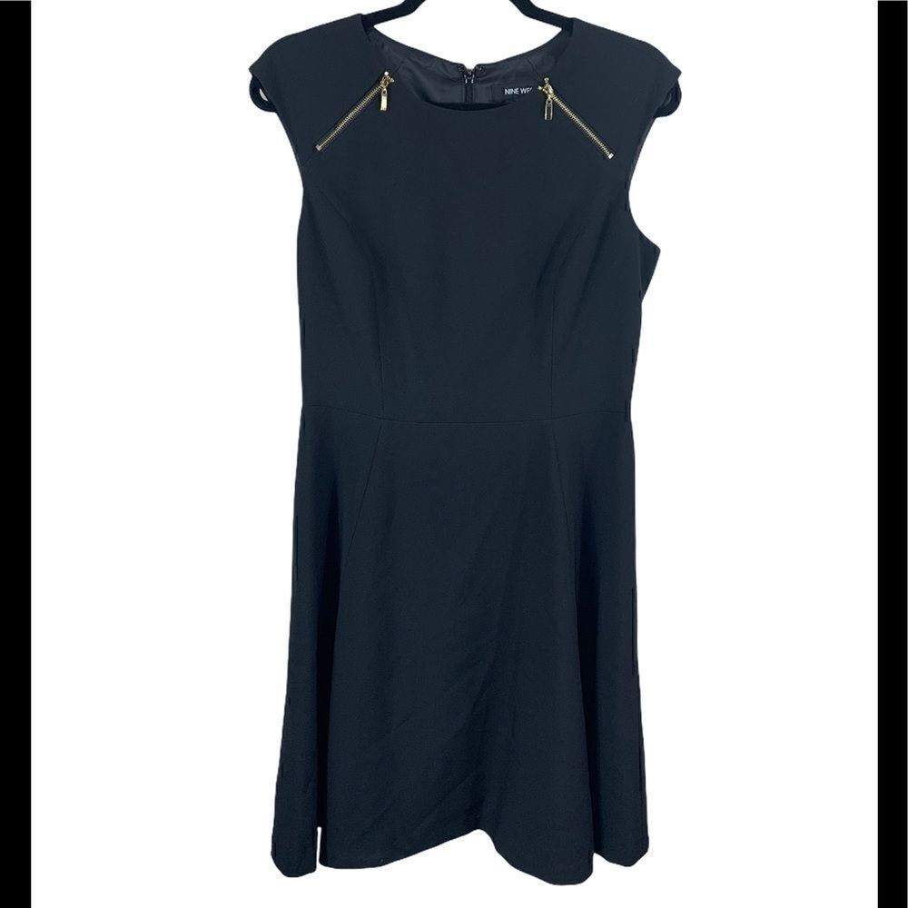Nine West black dress with gold zippers size 4 (E1)